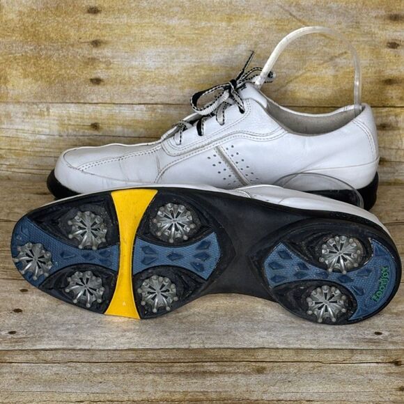 FOOTJOY EXTRA COMFORT WHITE LEATHER SOFT SPIKE NARROW WIDTH GOLF SHOES SZ. 8.5 - Picture 6 of 7